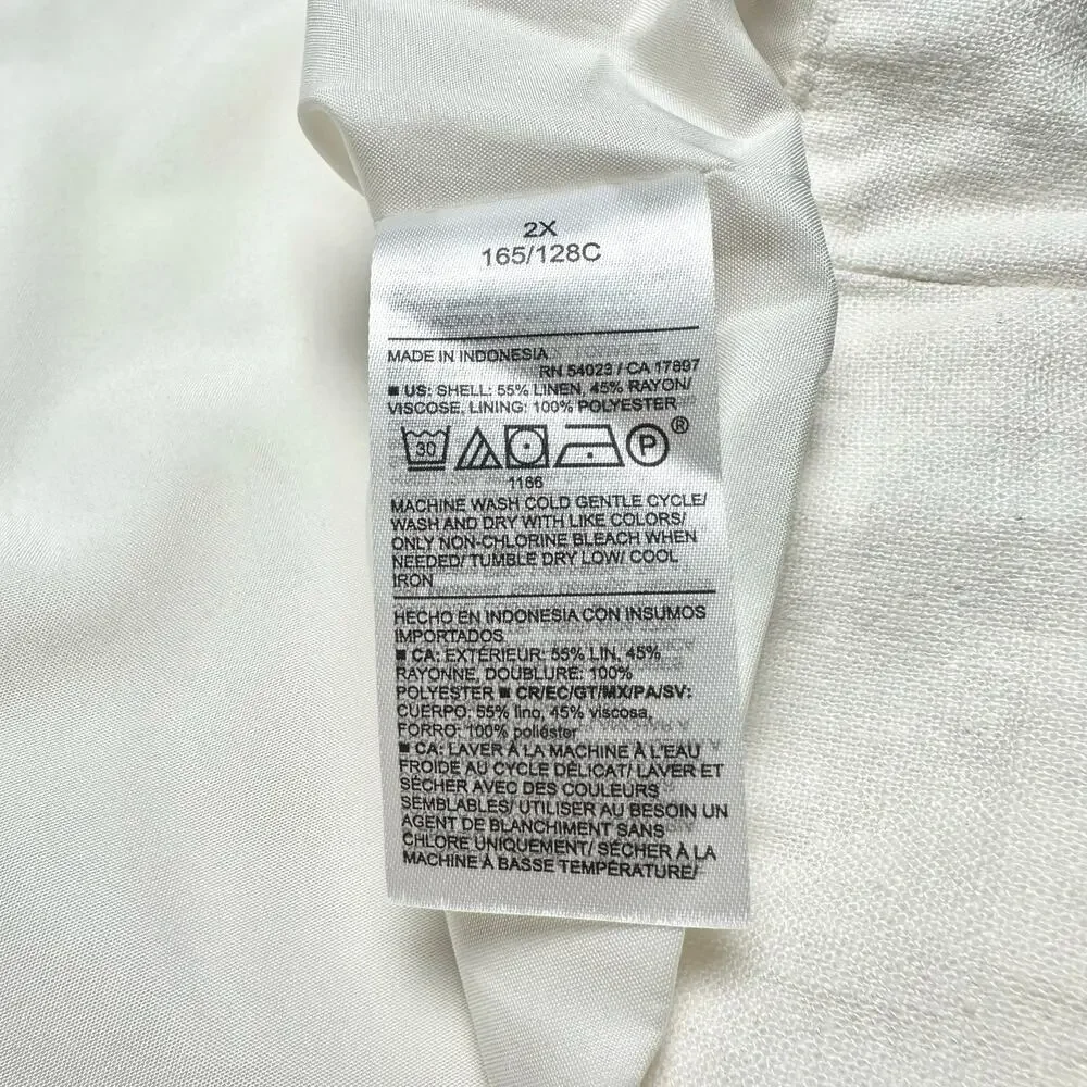 Old Navy | Women | Ivory White Linen Blend Tie Front V-Neck Sleeveless Vest | 2X